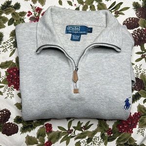 Polo Ralph Lauren 90s vintage Estate-Rib Cotton Quarter-Zip Pullover oatmeal L